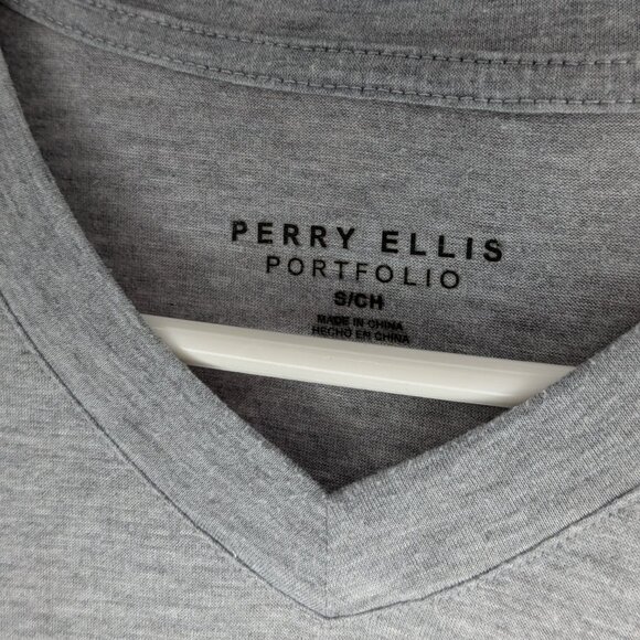 *3/$10* Perry Ellis V-Neck Tee Heathered Grey Size Small - Picture 3 of 4